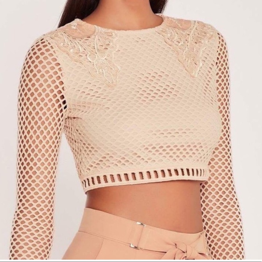 Carli Bybel x Missguided Mesh Embroidered Top NWT